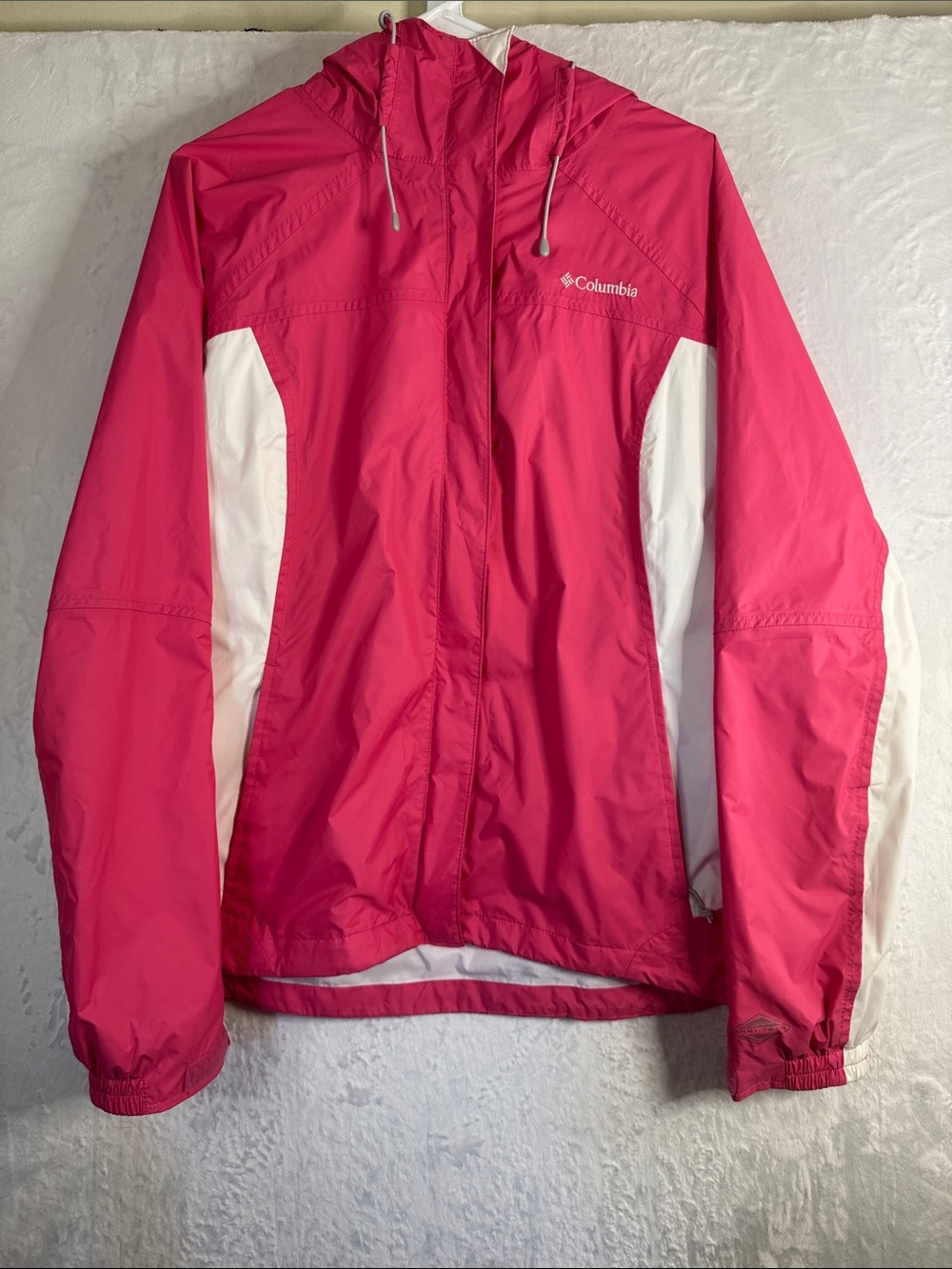 Columbia Hot Pink and White Hooded Windbreaker XL